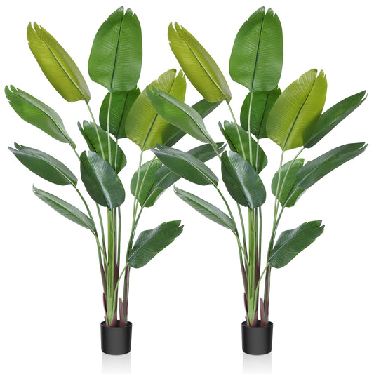 CROSOFMI Artificial Bird of Paradise Plant 6 Feet Fake Tropical Palm Tree with 13 Leaves,Perfect Faux Plants in Pot for Indoor Outdoor House Home Office Garden Modern Decoration Housewarming Gift