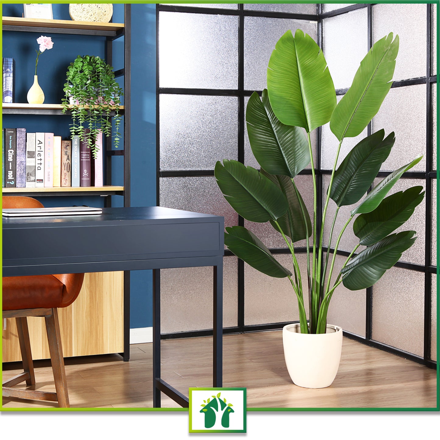 CROSOFMI Artificial Bird of Paradise Plant 5 Feet Fake Tropical Palm Tree with 10 Leaves,Perfect Faux Plants in Pot for Indoor Outdoor House Home Office Garden Modern Decoration Housewarming Gift