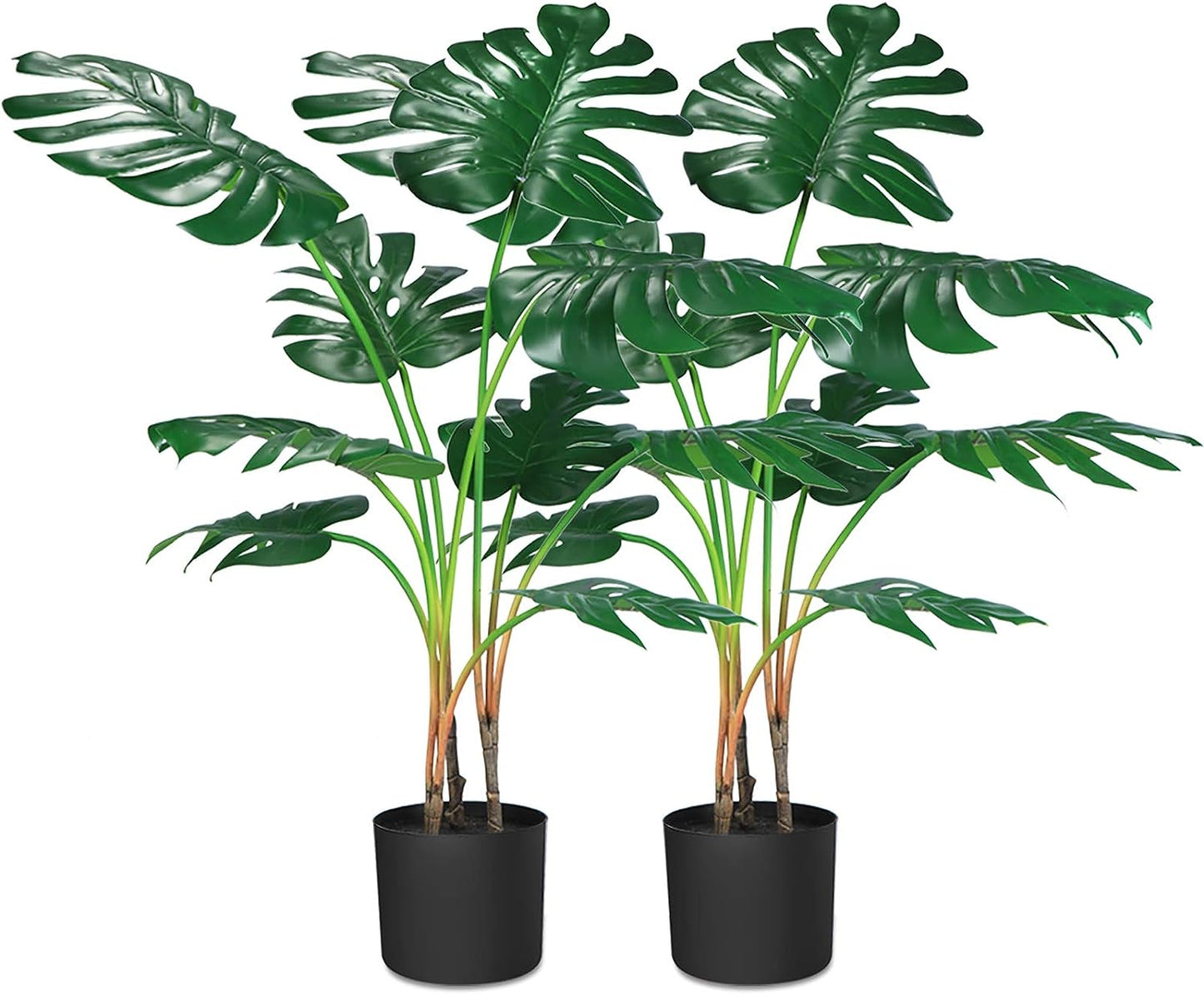 CROSOFMI Artificial Monstera Deliciosa Plant 37" Fake Tropical Palm Tree, Perfect Faux Swiss Cheese Plants in Pot for Indoor Outdoor House Home Office Garden Modern Decoration Housewarming Gift,2Pack