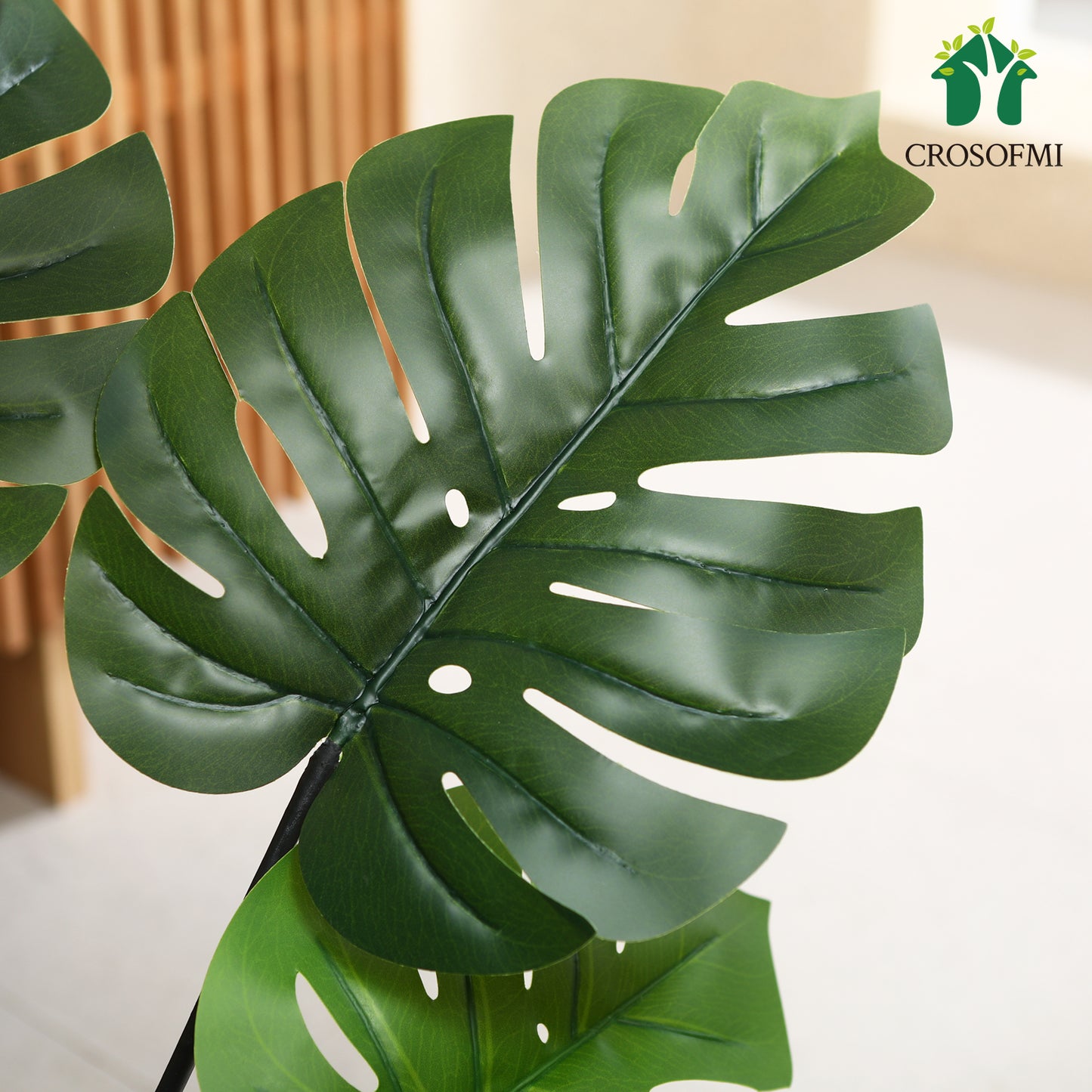 CROSOFMI Artificial Monstera Deliciosa Plant 47" Fake Tropical Palm Tree, Perfect Faux Swiss Cheese Plants in Pot for Indoor Outdoor House Home Office Garden Modern Decoration Housewarming Gift