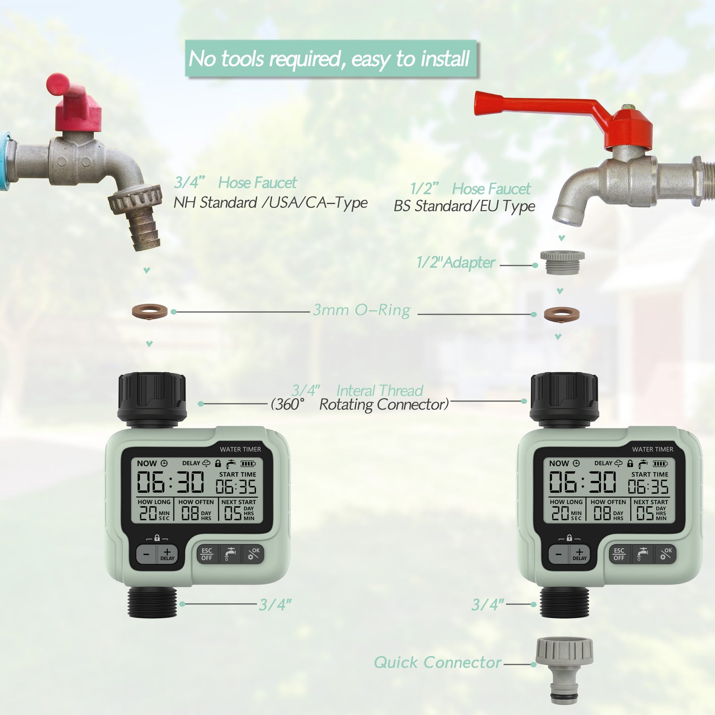 CROSOFMI Sprinkler Timer,Water Timer Digital Programmable Garden Lawn Hose Faucet Timer Irrigation System Controller/Child Lock Mode/Auto&Manual Mode/Rain Delay/IPX5 Blue