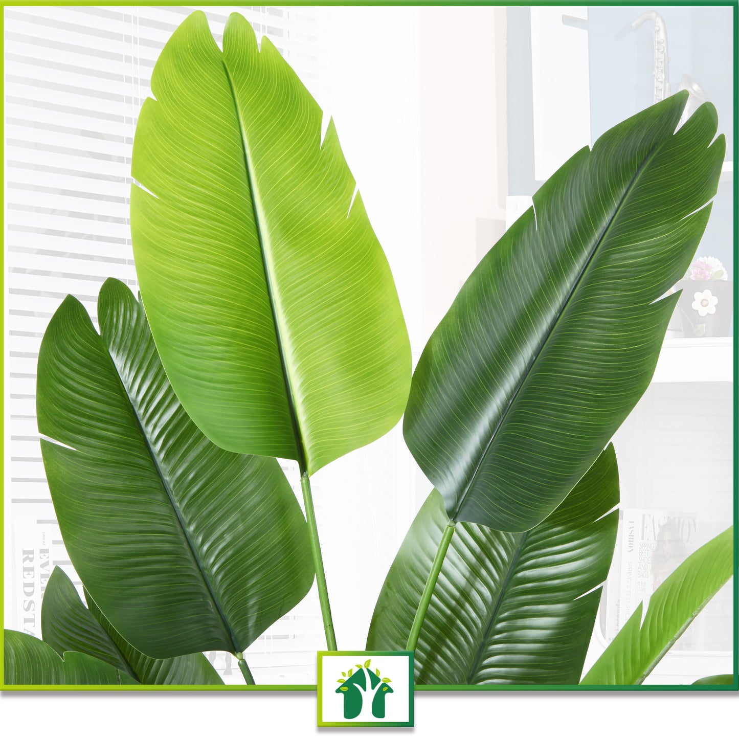 CROSOFMI Artificial Bird of Paradise Plant 4 Feet Fake Tropical Palm Tree with 8 Leaves,Perfect Faux Plants in Pot for Indoor Outdoor House Home Office Garden Modern Decoration Housewarming Gift