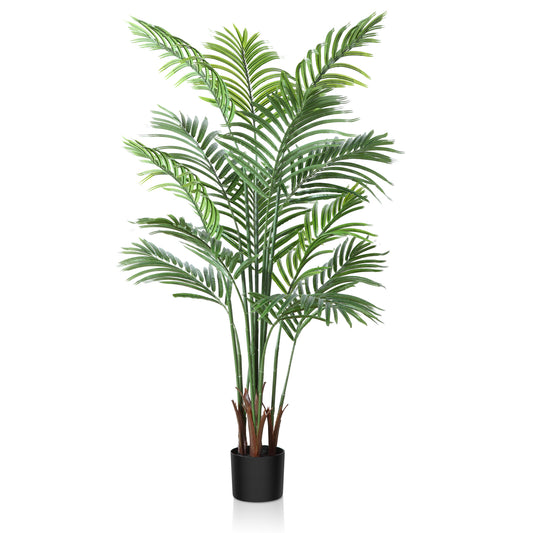 CROSOFMI Artificial Areca Palm Plant 5 Feet Fake Palm Tree with 13 Leaves Faux Yellow Palm in Pot for Indoor Outdoor House Home Office Modern Decoration Perfect Housewarming Gift