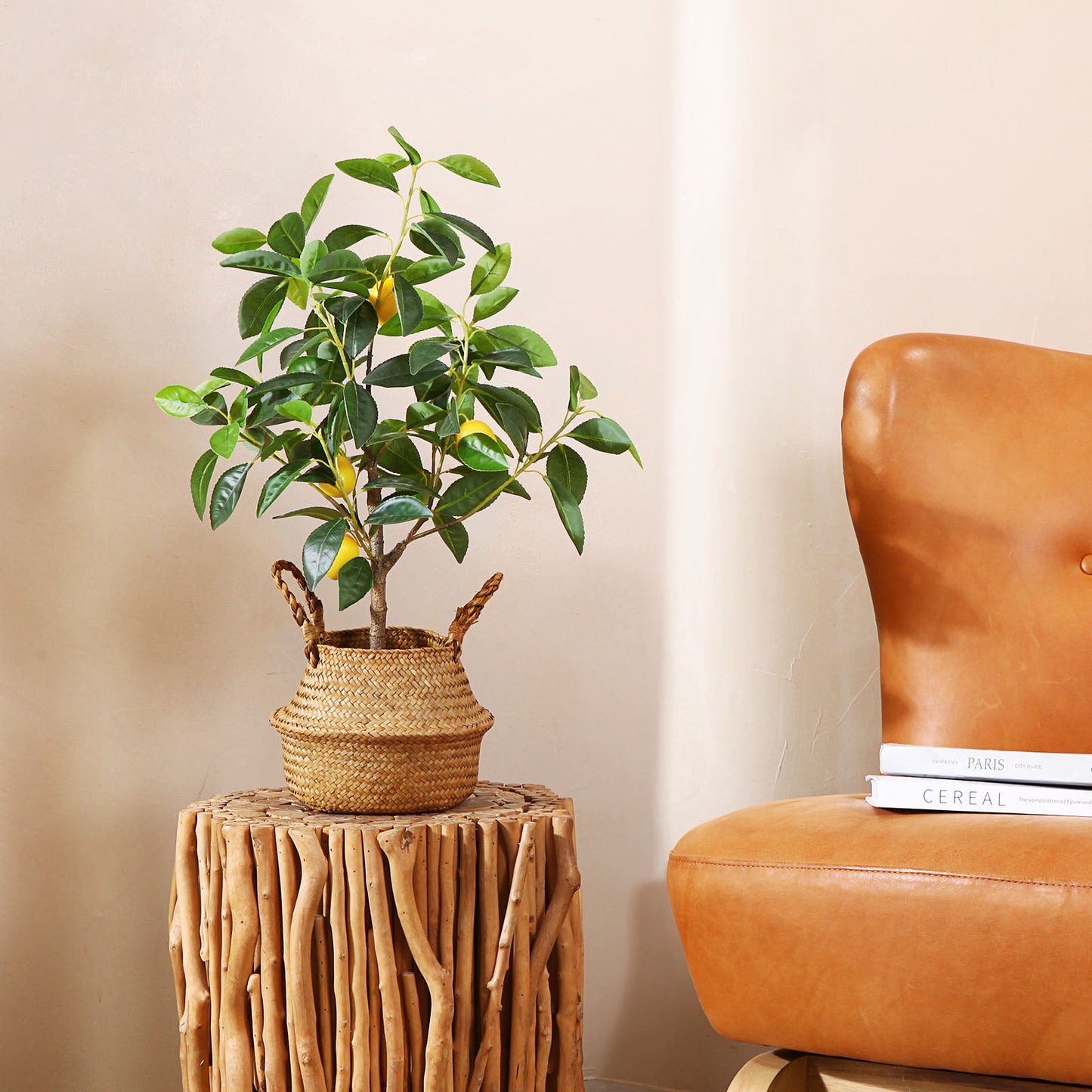 CROSOFMI Artificial Plants Indoor Tall Fake Lemon Tree Large Faux Plants With Plastics Pots for Outdoor Modern Home Office Decoration