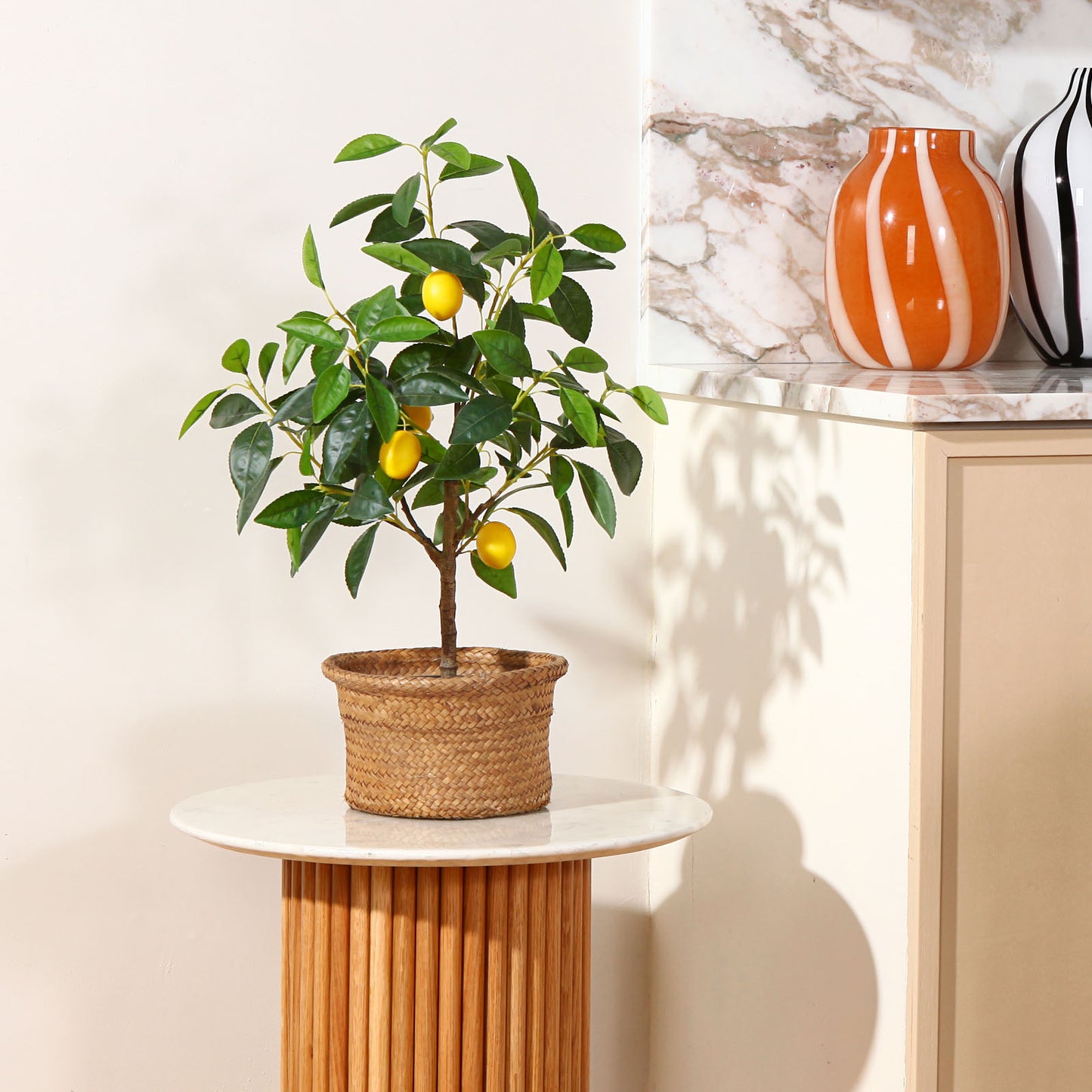 CROSOFMI Artificial Plants Indoor Tall Fake Lemon Tree Large Faux Plants With Plastics Pots for Outdoor Modern Home Office Decoration