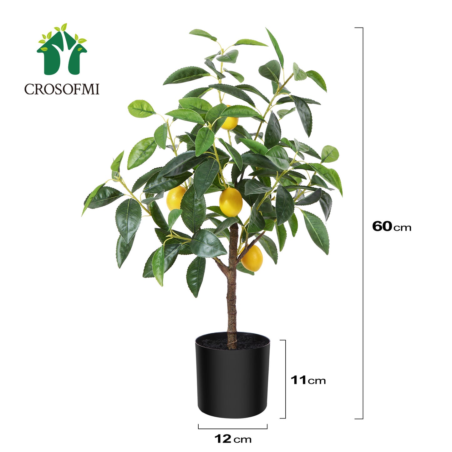 CROSOFMI Artificial Plants Indoor Tall Fake Lemon Tree Large Faux Plants With Plastics Pots for Outdoor Modern Home Office Decoration