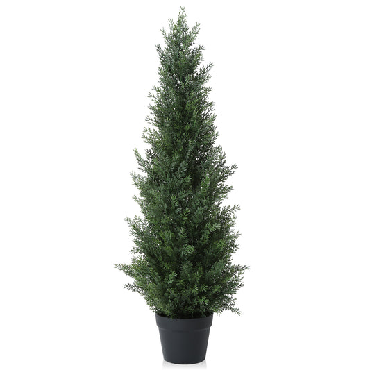 CROSOFMI Artificial Plants Outdoor 95 cm Fake Cedar Tree Large Faux Plants With Plastics Pots for Garden Front Porch Decoration (1 Pack)