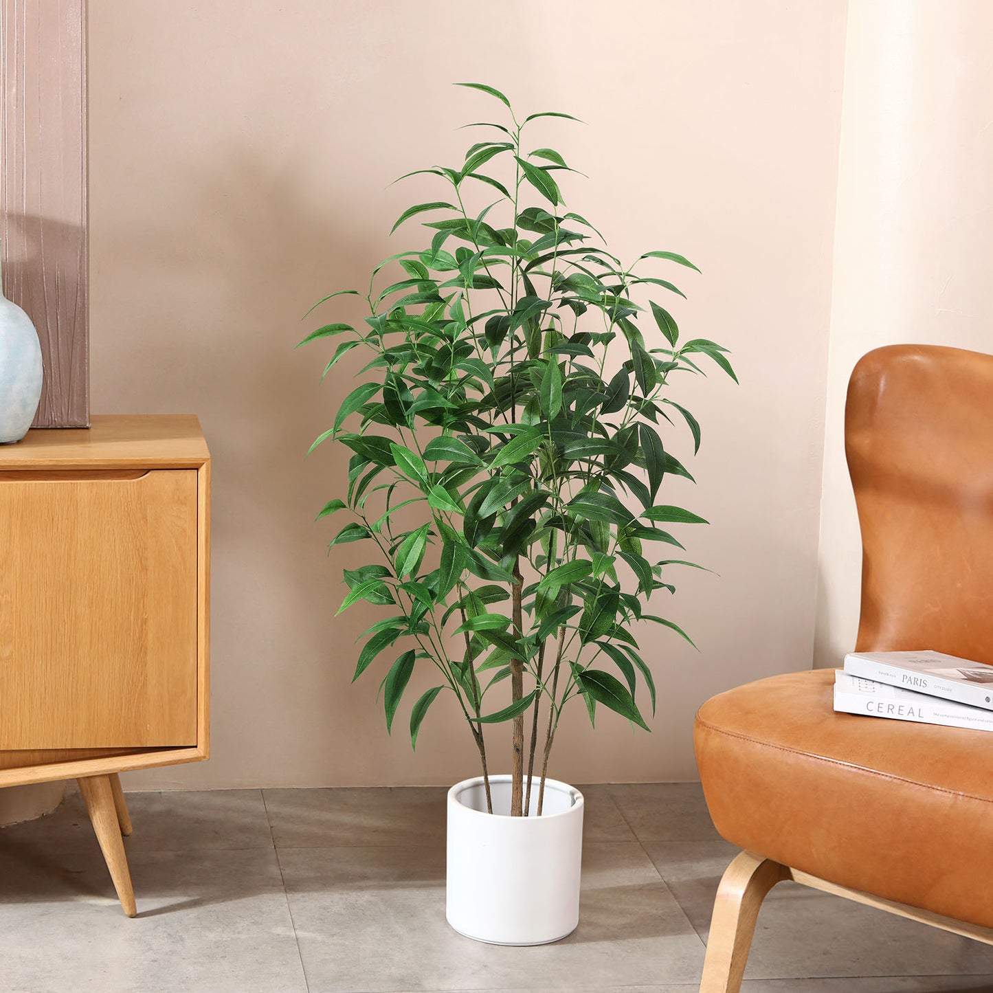 CROSOFMI Artificial Plants Indoor Fake Tree Large Faux Plants With Plastics Pots for Modern Home Office Outdoor Decoration