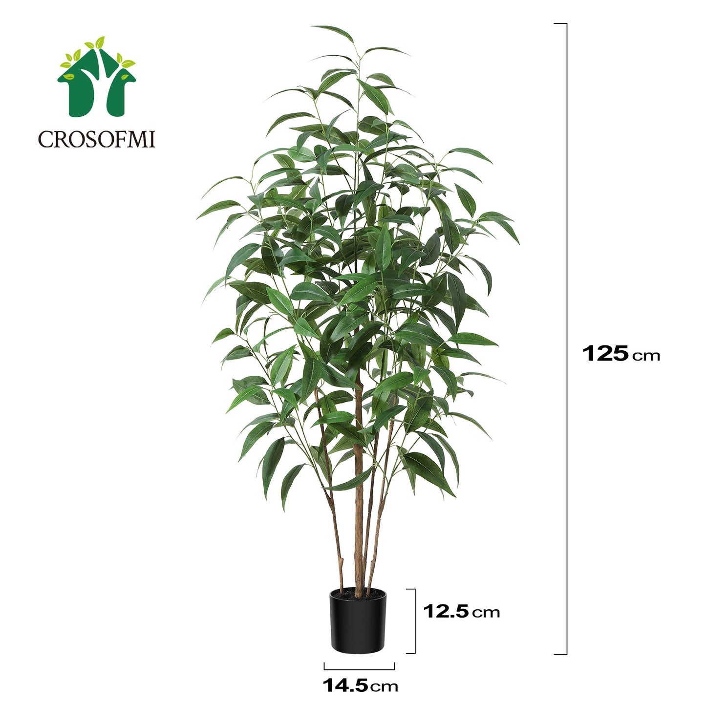 CROSOFMI Artificial Plants Indoor Fake Tree Large Faux Plants With Plastics Pots for Modern Home Office Outdoor Decoration