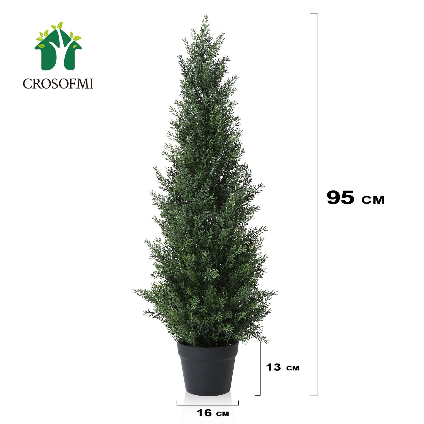 CROSOFMI Artificial Plants Outdoor 95 cm Fake Cedar Tree Large Faux Plants With Plastics Pots for Garden Front Porch Decoration (1 Pack)