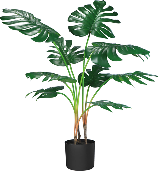 CROSOFMI Artificial Monstera Deliciosa Plant 37" Fake Tropical Palm Tree, Perfect Faux Swiss Cheese Plants in Pot for Indoor Outdoor House Home Office Garden Modern Decoration Housewarming Gift,1 Pack