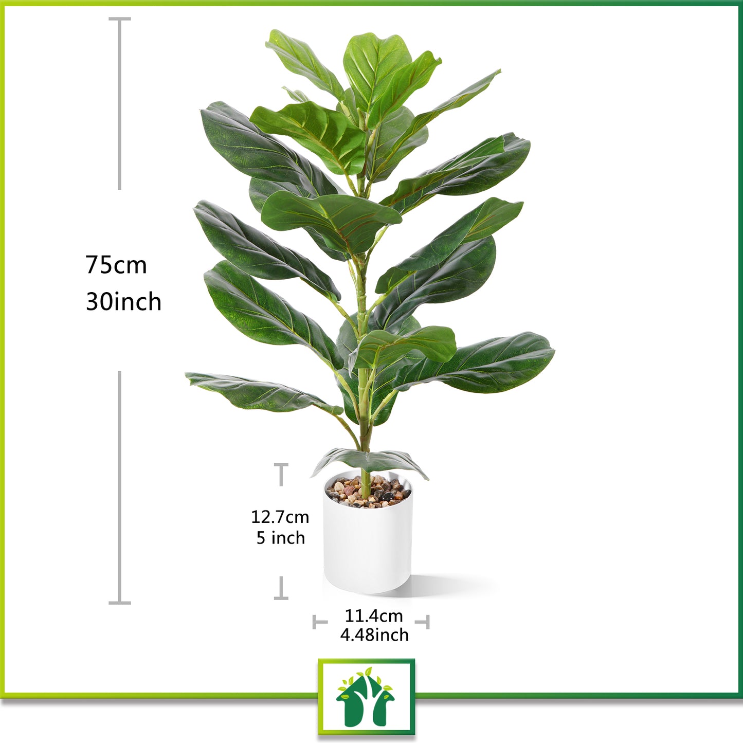 CROSOFMI 30" Artificial Fiddle Leaf Fig Tree/Fake Ficus Lyrata Plant with 21 Leaves Faux Plants in White Pot for Indoor House Home Office Modern Decoration Perfect Housewarming Gift