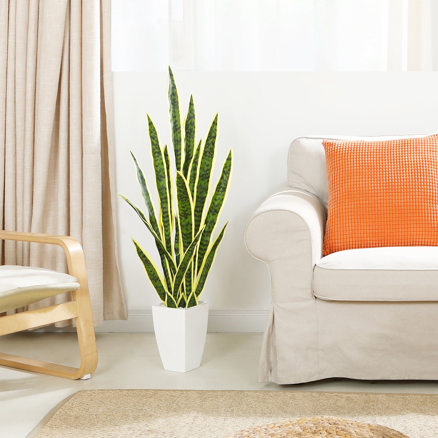 CROSOFMI Artificial Plant Arch Hemp 110 cm Artificial Plants Large Like Real Sansevieria Plastic Plants Indoor Plants Balcony Bathroom Decoration Modern