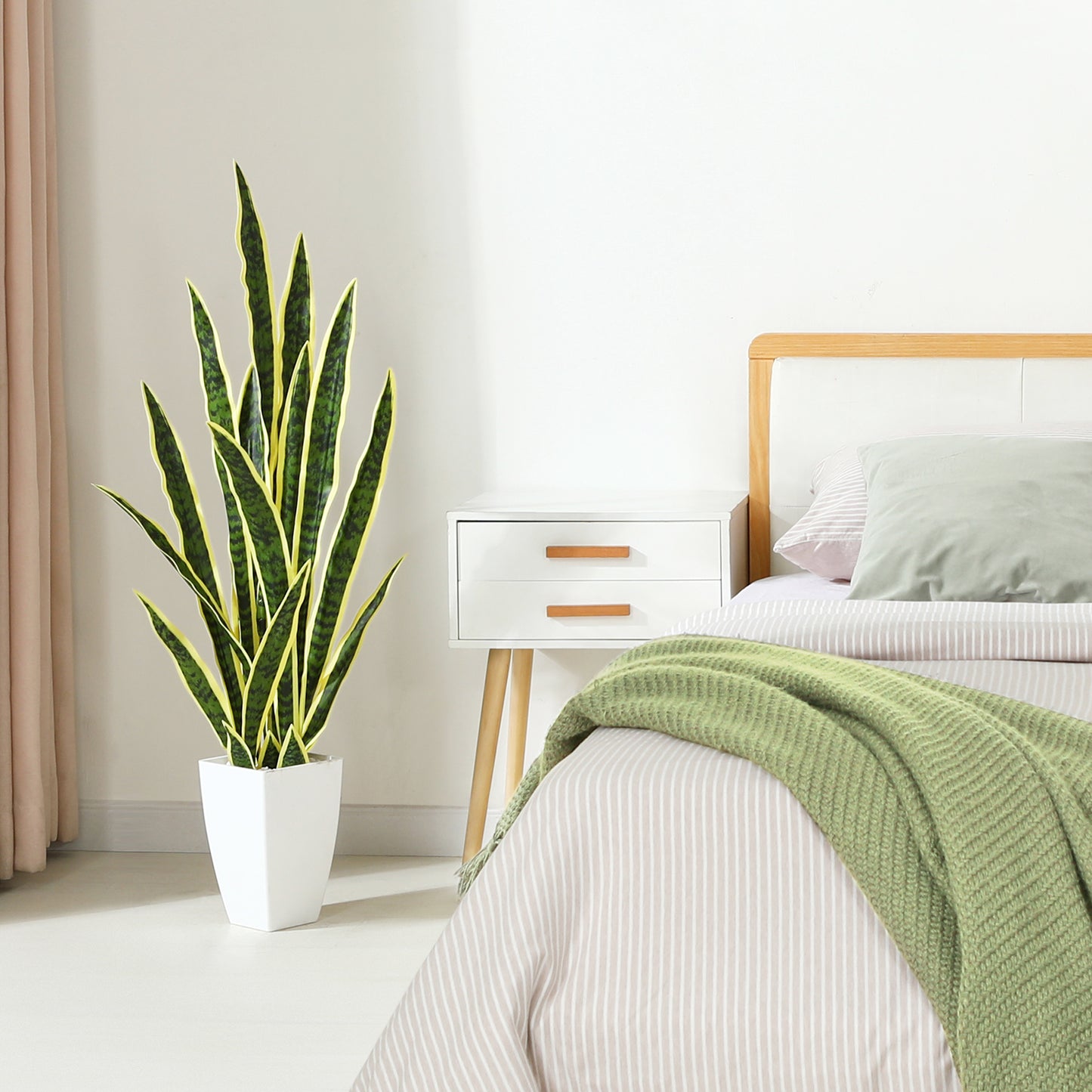 CROSOFMI Artificial Plant Arch Hemp 110 cm Artificial Plants Large Like Real Sansevieria Plastic Plants Indoor Plants Balcony Bathroom Decoration Modern