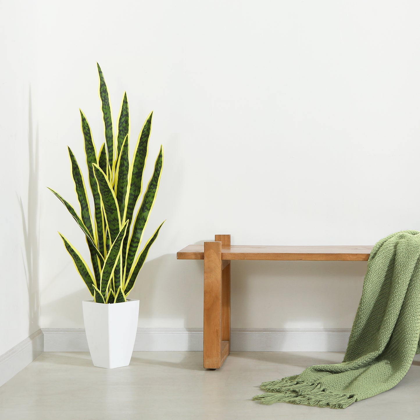 CROSOFMI Artificial Plant Arch Hemp 110 cm Artificial Plants Large Like Real Sansevieria Plastic Plants Indoor Plants Balcony Bathroom Decoration Modern